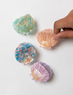 SaltyKurlz ocean claw clip — seashells design in multiple colours