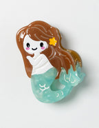 SaltyKurlz ocean claw clip — mermaids design in brown hair 