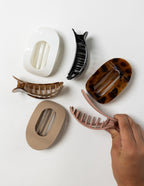 SaltyKurlz flat claw clip in [colour] — low-profile no-bump hair clip