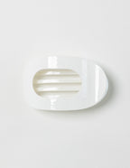SaltyKurlz flat claw clip in white— low-profile no-bump hair clip
