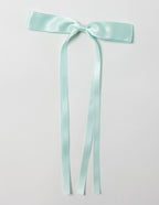 SaltyKurlz 15cm clip-on hair bow in Cyan— girly statement bow clip