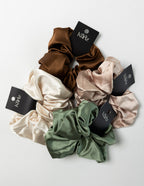 SaltyKurlz satin jumbo scrunchie in various colours— oversized 14cm hair tie